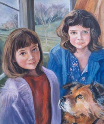 Smeeton Sisters Bella and Tilly - oil on canvas