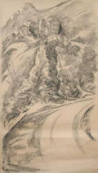 Approach to Village - charcoal