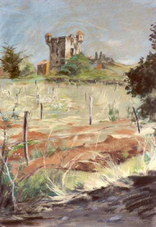 Old Tower, Corsica - pastel