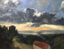 Storm Clouds Over the Sea, Corsica - oil on board 2020