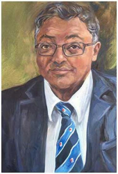 Mihir Bose. Sports Journalist - oil on canvas