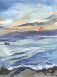 Sunrise Over the Sea, Corsica - oil on canvas