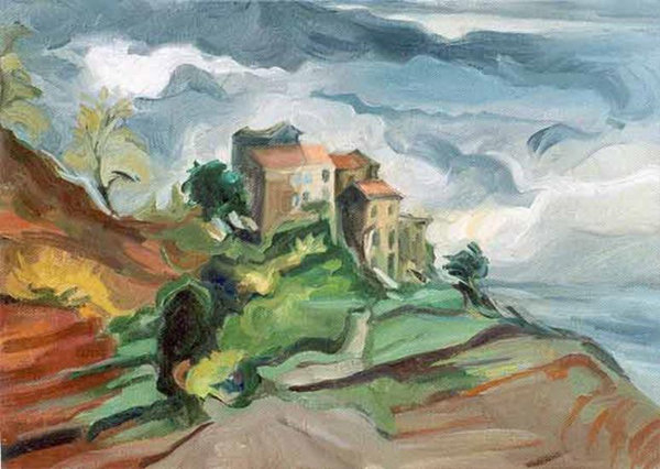 Village of S. Lucie, Corsica - oil on canvas