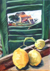 Lemons With a View - oil on canvas