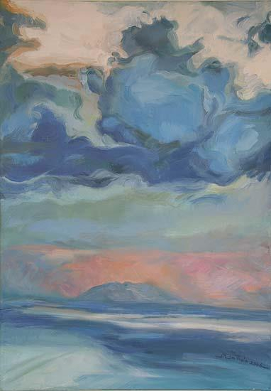 Pink Sky Over Elba - oil on canvas