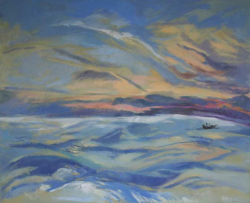 Early Morning Fishing Boat - oil on canvas
